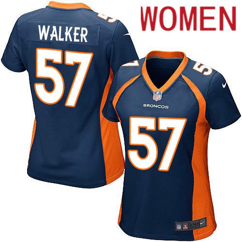 Women Denver Broncos #57 Demarcus Walker Nike Navy Game NFL Jersey->women nfl jersey->Women Jersey